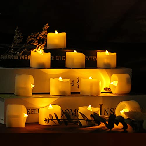 Yme 12 Packs Battery Operated Tea Lights With Timer, Flameless Led Votive Candles Electric Fake Mini Tealights Candle For Home Room Bedroom Birthday Wedding Mother's Day Decorations, Warm White #TOP7