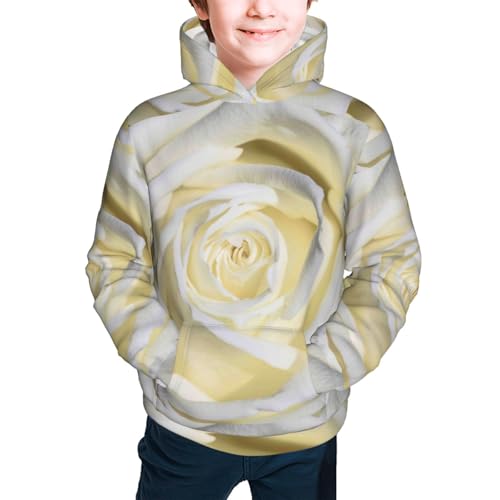 White Rose Kid Hoodies Boys Sweatshirts Girls Pullover with Pocket3