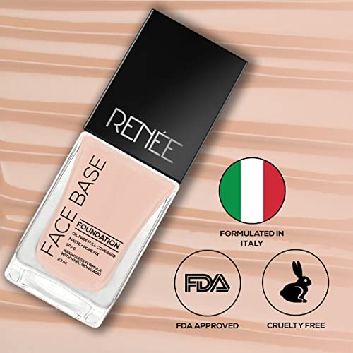 Image of RENEE Face Base Liquid Foundation - Creamy Latte, 23ml | Enriched with Hyaluronic Acid & Vitamin E, Provides SPF 8 Protection, Weightless, Long-lasting Matte Finish