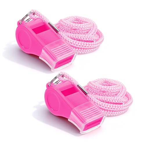 Shimmeroo 2 Stück Kunststoff Trillerpfeife mit Schlüsselband Rosa Pfeife Professionelle Schiedsrichterpfeife für Rettungsschwimmer Wettkämpfe Outdoor-Abenteuer