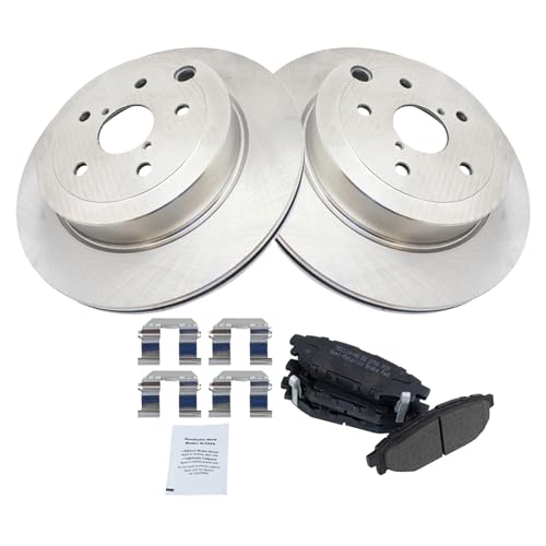 Image of TRQ Rear Brake Pad and Rotor Set Semi Metallic Rotors Compatible with 2008-2014 Subaru Impreza