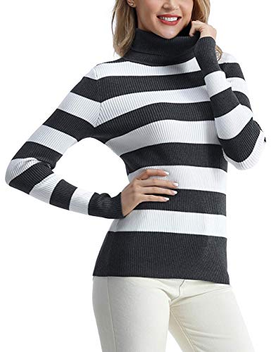 Image of Rocorose Women's Ribbed Turtleneck Sweater Long Sleeve Knitted Solid Pullover