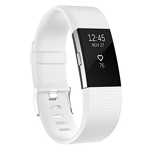 RedTaro Replacement Bands Compatible with Fitbit Charge 2, Classic & Special Edition Adjustable Sport Wristbands for Fitbit Charge 2 Women Men (White, Small)