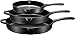 Bruntmor 8, 10 and 12 Inch Pre-Seasoned Frying Pan Set of 3, Oven Safe Skillet, Grill Pan Set, Nonstick Cookware with Side Drip Lips, Black