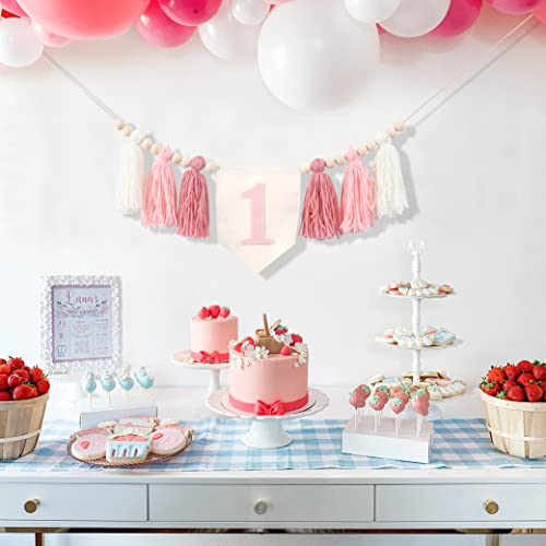 Image of 1st Birthday High Chair Banner,Pink Tassel Theme Banner For Girl,1st Birthday Photo Backdrop,Wall Hangings Decorative for Kids Bedroom Nursery Party Holiday Classroom Decoration (pink)
