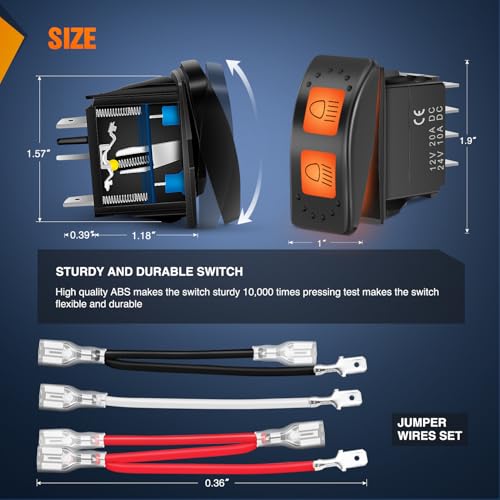 Image of Nilight 6 Pin High Low Beam Headlight Switch for Can-Am Commander Maverick | Plug-and-play fit (OE 710001725) rated at 20A /12VDC with dual LEDs. Includes jumper wires for easy setup