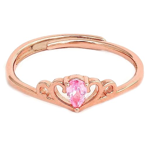 ZAVYA 925 Sterling Silver Gorgeous Pink Cubic Zirconia CZ Queens Crown Rose Gold Plated Adjustable Ring | Gift for Women & Girls | With Certificate of Authenticity & 925 Hallmark (B0B1N3HPC7) Amazon Price History, Amazon Price Tracker