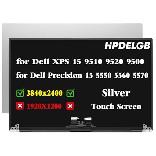 HPDELGB Replacement for Dell XPS 15 9510 9520 9500 Precision 5550 5560 5570 LCD LED Touch Screen Display Assembly Panel 15.6" 3840x2400 UHD IPS Silver