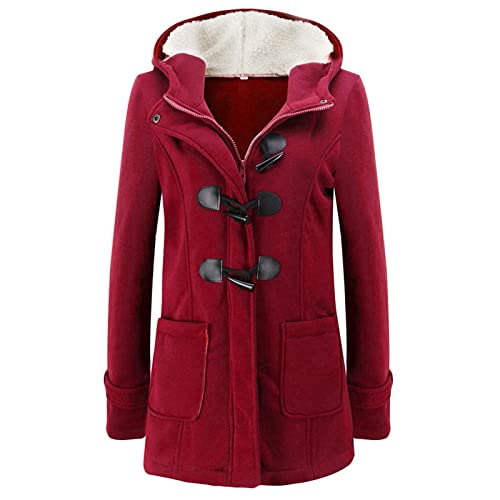 Fleecejacke Damen, Frauen Jacke Warme Winterjacke Hahnentritt Mantel Parka...