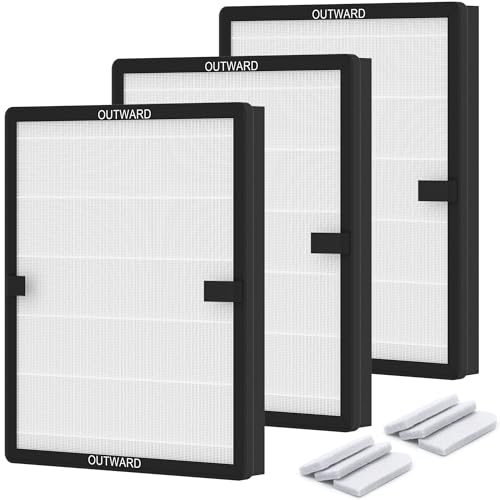 FCFMY 3 Packs E-200 True HEPA Replacement Filters Compatible with LUNINO E-200 Air Cleaner Purifier with Extra 6 pcs Aroma Pads -  E-200-3Packs