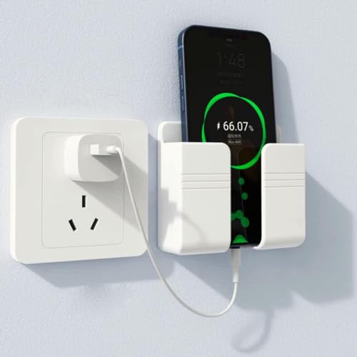 Image of Wall Mounted Mobile Holder Stand | Multi-Purpose Charging Station for Phone, Remote & Accessories | Space Saving Organizer for Bedroom, Living Room & Office | Durable Wall Mount Design
