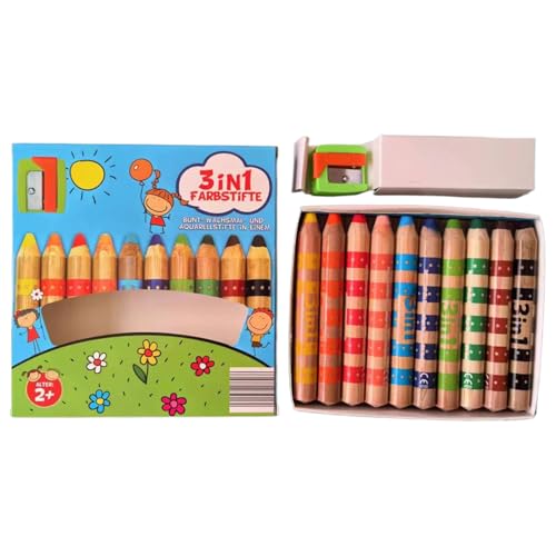 Crayones de acuarela – 10 barras de colores brillantes para niños, función de lavado fácil de mezclar, pigmento seguro e inofensivo para aula, jardín de infantes, hogar, función de mezcla suave, juego