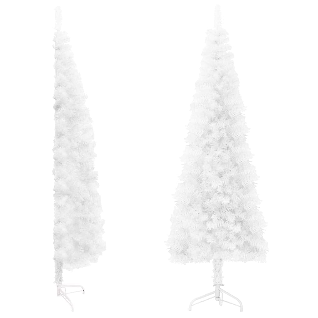 vidaXL Slim Artificial Half Christmas Tree with Stand Holiday Ornament Christmas Decoration Slim Xmas Tree Holiday Decoration White, 210 x 56 cm