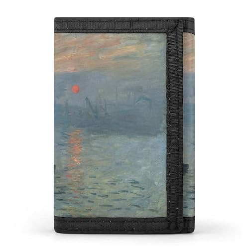 ミニ財布 モネ 絵画 印象 日の出 ミニウォレット 三つ折り 小銭入れ 小さい財布 メンズ レディース コンパクト カード入れ 札入れ コインケース カードケース 誕生日 ギフト 贈り物 プレゼント 人気 ビジネス