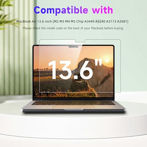 Image of IPROKKO 2 Pack Blue Light Matte Screen Protector for MacBook Air 13 /13.6-inch M2 M3 M4 M5 (2022-2026), Anti Glare Eye Protection HD Clarity Mac 13.6 inch Laptop Filter [Bubble Free Install]