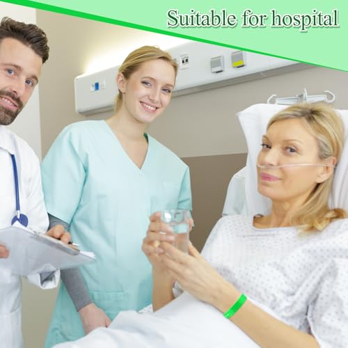 Image of Henoyso 300 Pcs Green Plastic Wristbands for Events Vinyl Waterproof Pool Wristbands Neon Color Plastic Bracelet for Party Events Arm Band Identification for Concerts Carnivals