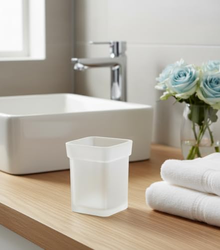 Image of Premium Frosted Glass Toothbrush Holder Tumbler Cup for Bathroom | Multipurpose Toothbrush Stand, Toothpaste Holder & Bathroom Organizer Wall Mount Compatible Replacement Cup