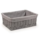 Woodluv Storage Baskets Woven Wicker, Storage Basket for shelves, Baskets to make hampers, Storage Box, Storage Organiser, Grey, Large