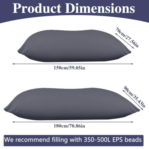 KBZSlyn Elastic Bean Bag Lounger Cover (No Filler), Lazy Pillowsac Sofa Bed Pouf with Inner Liner, Soft Stretchable Bean Bag Chair Cover for Living Room and Bedroom (Carbon Grey) - Image 2