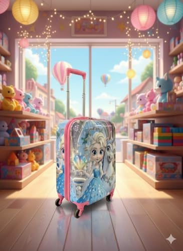 Image of ADSON Abs Kids Trolley 360 Rotating Luggage 360 Degree Wheels Princess Non-Breakable 20 Inch Kids Hardsided Suitcase with 4 Wheels, 360 Degree Wheel Travel Trolley Bag (Light Blue Princess)