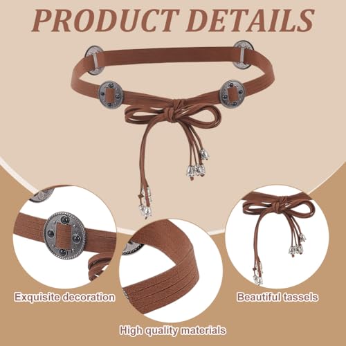 FREEBLOSS 2Pcs Renaissance Belt Medieval Waist Belts for Renaissance Accessories Bohemian Corset Belt for Dress Costume Accessories Black and Brown, 145cm/57in3