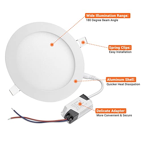 Yescom 6 Inch Led Recessed Light Ultra-Thin Ceiling Panel 3000K Wafer Downlight 12W Eqv 100W Warm White 960Lm Brightness Rohs Certified #TOP2