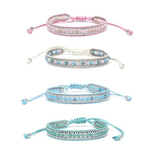 TONAUP Böhmische Gewebte Armbänder Handgefertigt Verstellbar Freundschaftsarmbänder Geflochtenes Wickelarmband Armband für Damen Herren Handgelenk Fußkettchen (Color C)
