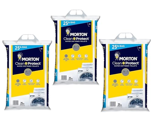 (3Pack) - 25lb Bags Morton Clean and Protect Water Softener Salt, Easy-Carry, Senior-Friendly, Lightweight