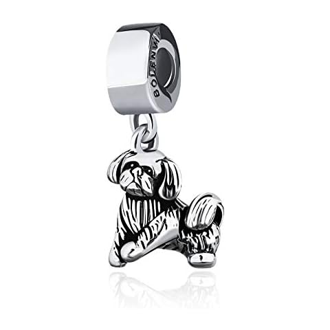 Bolenvi ShihTzu Shih Tzu Dog Omni Clasp Clip on Dangle Pendant Compatible with Pandora & Similar Bracelets, Necklaces & DIY Jewelry - 925 Sterling Silver Charm Cover
