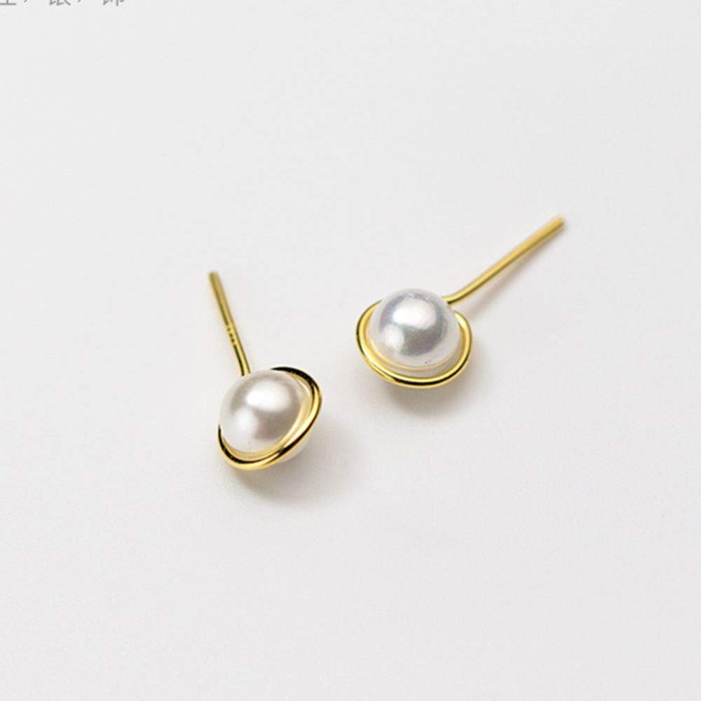 LLXYWJ Ohrringe Creolen Ohrstecker 925 Sterling Silber Blumenohrringe Frauen Pave Zirkonia Ohrpiercing Süßwasserperlenohrringe Modeaccessoires