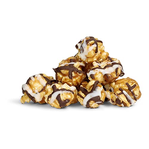 Gourmet Chocolate Zigzag Popcorn By Its Delish, 2 Lbs Bulk Bag – Festive Caramel Air Popped Sweet Crunchy White & Dark Drizzle Glazed Carmel Corn Snack, Parties - Gluten Free, Vegan, Kosher #TOP3