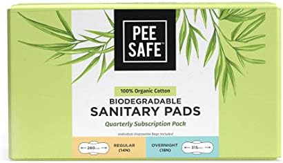 Pee Safe 100% Organic Cotton Sanitary Pads | 14 Regular & 18 Overnight Pads