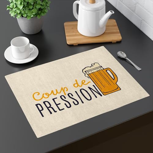 Set de table en lin apéro pour protéger votre bar des verres de bière