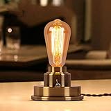YOUNG&TAYLOR Vintage Table Light Industrial Desk Lamp Dimmable Premium Home Bedside Decor (Brass)