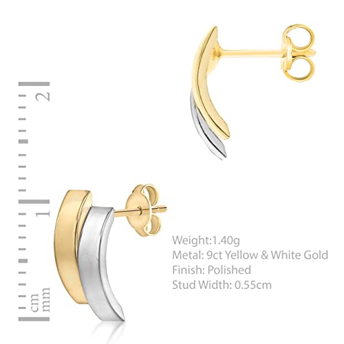 Carissima Gold Damen 2-tone Asymmetrisch Doppel Gewölbt Bars Ohrstecker 9k (375) Gold