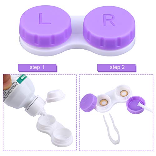 Elcoho 24 Pack Contact Lens Cases Contact Lens Holder Box Left/Right Eyes Contact Lens Container, 4 Colors - Thumbnail 3