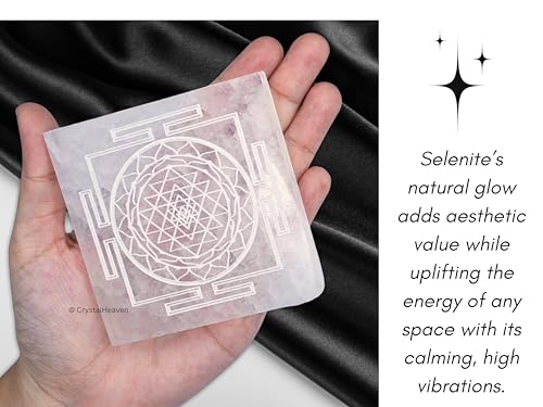 Image of Selenite Plate with Shree Yantra - Premium Selenite Charging Plate