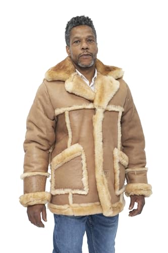 Infinity Leather Mens Designer Beige Long Winter Real Sheepskin Coat4