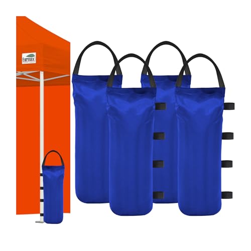 Eurmax USA 125LBS 4-Pack Universal Canopy Weights Secure Wind Protection to Prevent Tipping Easy Wrap-Around Installation Heavy Duty Sandbags (Without Sand) Fits All Instant Shelter Legs Blue