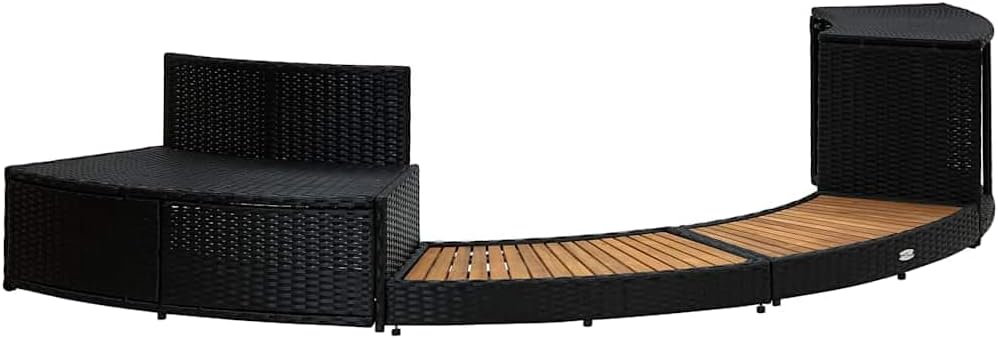 YAFF Contemporary Black and Natural Wood Spa Surround – Stylish Outdoor and Indoor Hot Tub Frame with Comfortable Sofa and Ample Storage; Accommodates up to 6 People; Perfect for Gardens and Sunrooms