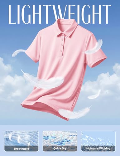 Image of TACVASEN Women's Golf Polo Shirts Short Sleeve UPF 50+ Sun Protection Golf Shirts for Women Quick Dry Collared Polos