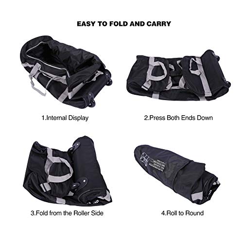 CAMPMOON Folding Wheeled Rolling Duffle Bag for Camping Travel, Lightweight Large Duffel Bag with Wheels and Pull Handle , Grey, 30 Inch