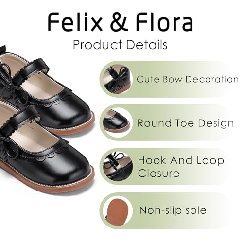 Image of Felix & Flora Toddler Girl Mary Jane Dress Shoes - School Oxford Flats for Girl Party Shoes.