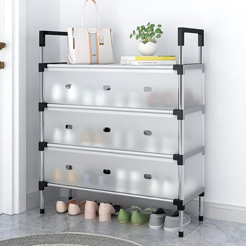 Adjustable Metal Shoe Organizer – Compact Small Shoe Rack for Entryway, Hallway, Bedroom & Foyer Storage – Space-Saving Narrow Cabinet Solution