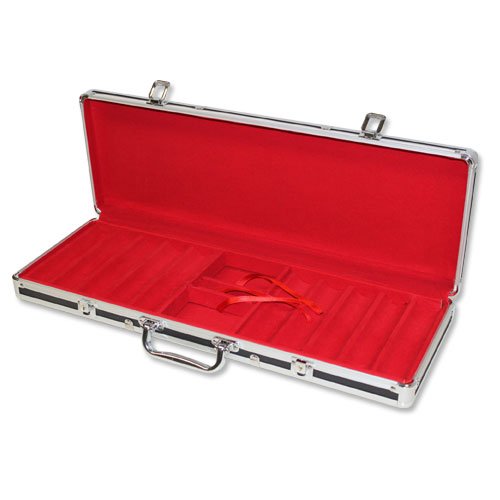 Tmg 500 Chip Capacity Red Felt Black Aluminum Poker Case - Includes Bonus Deck Of Cards! #TOP8