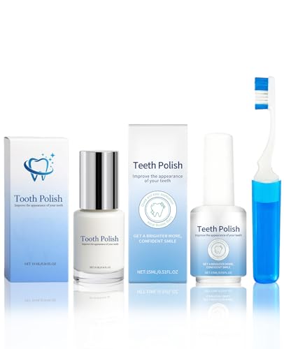 atnayo 2 Pcs Instant Whitening Tooth Paint with Blue Toothbrush Teeth Enamel White Polish for Stain Removal Bright Smile