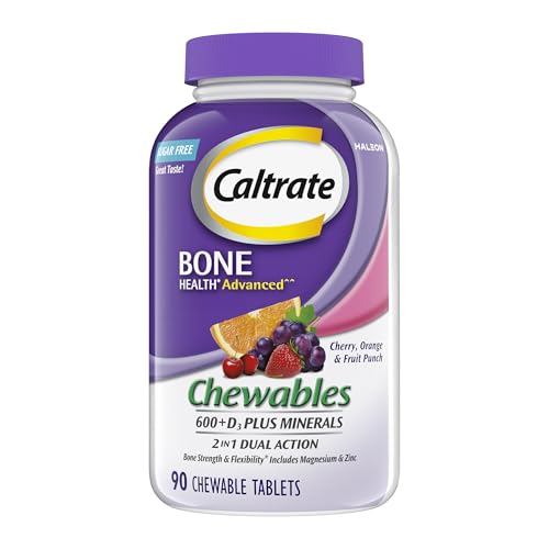 Caltrate Chewables 600 +D3 Plus Minerals Calcium and Vitamin D Sugar Free Cherry Orange and Fruit Punch 90 Count