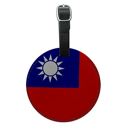 Graphics & More Taiwan Flag Leather Luggage ID Tag, Black