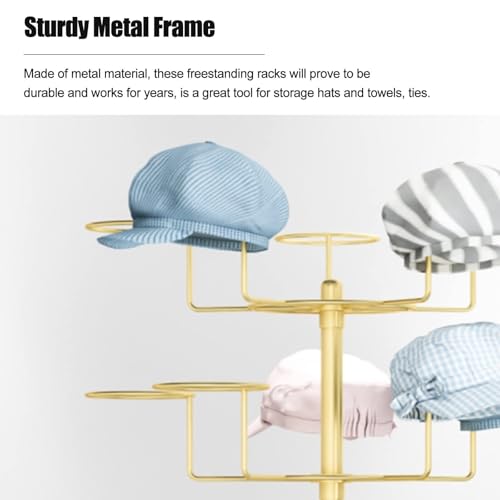 Présentoir à chapeaux rotatif en métal à 20 compartiments réglables