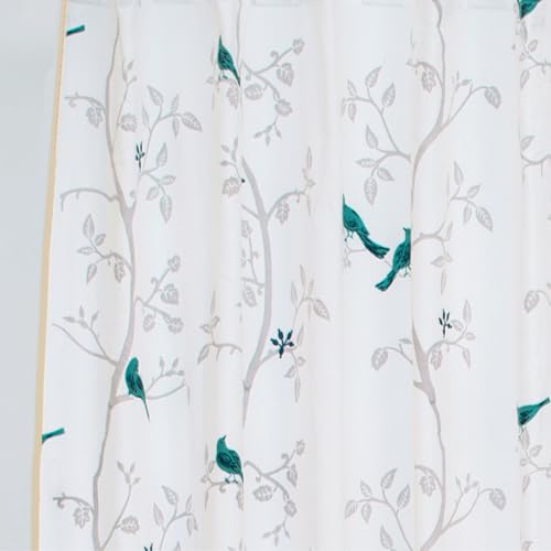 Image of Tranquebar Curtain Co. Cotton Curtains 7 Feet Long Set of 2, 60-65% Room Darkening, Blue Bird Print, Door Curtains 7 Feet Set of 2, Door Curtains 7 Feet Set of 2, With Eyelet, Yori (213 cm) - Set of 2
